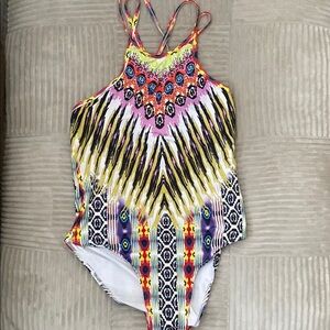 Blooming Jelly Colorful Patterned Swimsuit Size Large